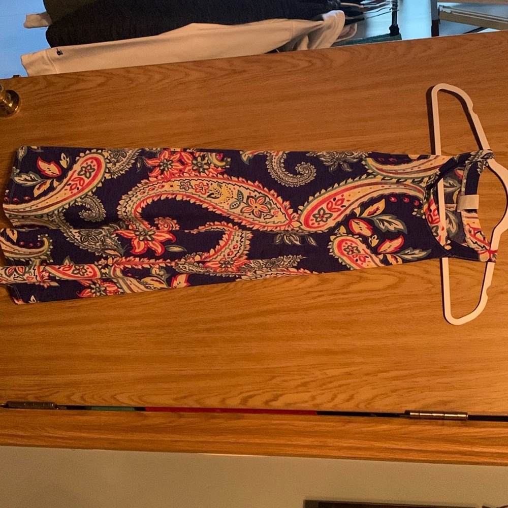 Blue paisley halter neck dress